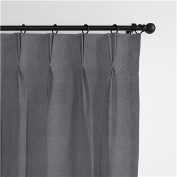 Vanessa Charcoal Pinch Pleat Drapery Panel - Pair - Size 20"x120"