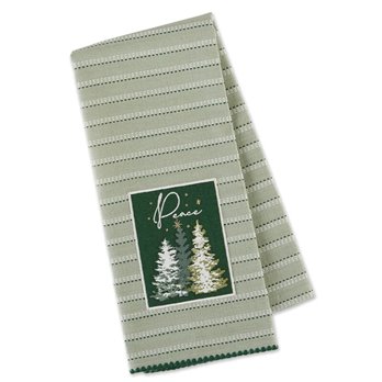 Peace Snowy Trees Embellished Dishtowel