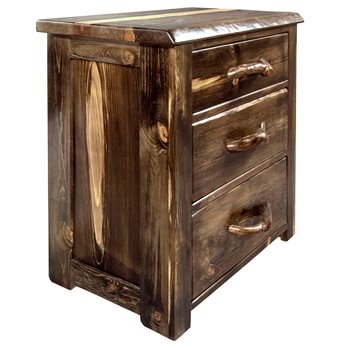 Big Sky Live Edge 3 Drawer Chest of Drawers - Provincial Stain & Clear Lacquer Finish