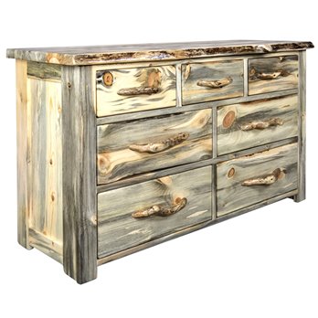 Big Sky Live Edge 7 Drawer Dresser - Natural Clear Lacquer Finish