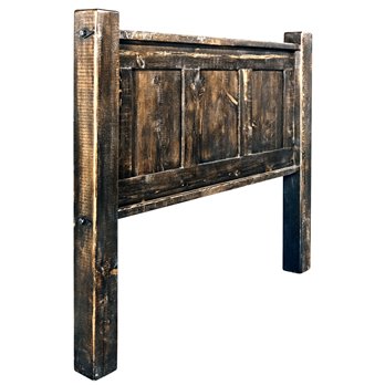 Big Sky Rugged Sawn Panel Headboard w/ Forged Accents King - Jacobean Stain & Clear Finish