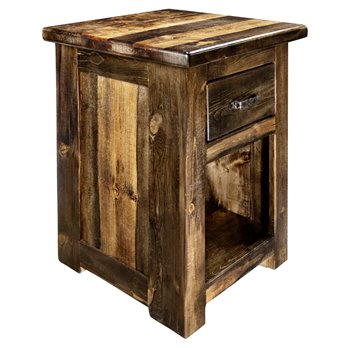 Big Sky Rugged Sawn One Drawer 25" Tall Nightstand w/ Forged Iron Accents - Provincial Stain & Clear Finish