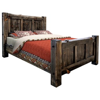 Big Sky Live Edge Panel Bed Size Full - Jacobean Stain & Clear Lacquer Finish