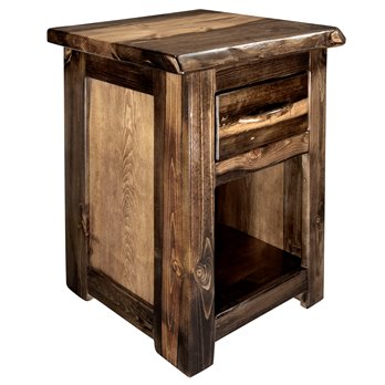 Big Sky Live Edge, One Drawer 30" Tall Nightstand - Provincial Stain & Clear Lacquer Finish