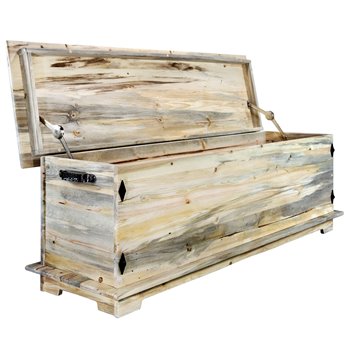 Big Sky Rugged Sawn 5 Foot Blanket Chest w/ Forged Iron Accents - Natural Clear Lacquer Finish