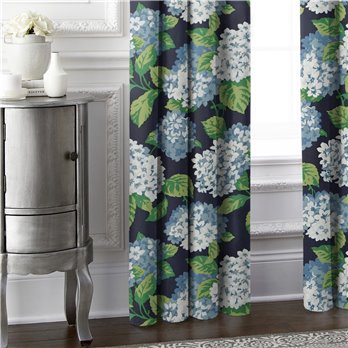 Midnight Garden Navy Pinch Pleat Drapery Panel Pair - Size (20" W x 120" L)