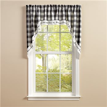 Wicklow Check Home Lined Swags 72X36 Black/Cream