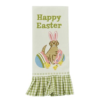 Easter Dog Emb Print Dishtowel