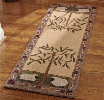 Willow and Sheep Hook Rug Runner 24X72