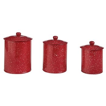 Granite Enamelware Canisters Set Of 3 Red