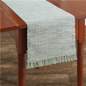 Basketweave Table Runner 13X54 Barely Blue