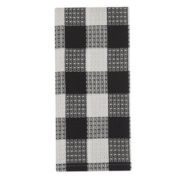 Wicklow Check Waffle Dishtowel - Black/Cream