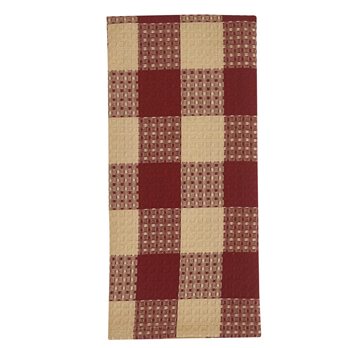 Wicklow Check Waffle Dishtowel - Garnet