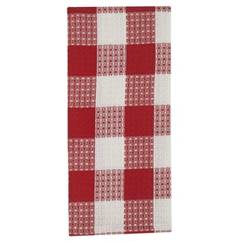 Wicklow Check Waffle Dishtowel - Red/Cream