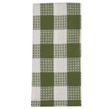 Wicklow Check Waffle Dishtowel - Sage