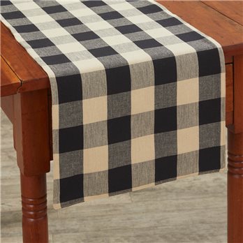 Wicklow Check Backed Table Runner 13X36 - Black