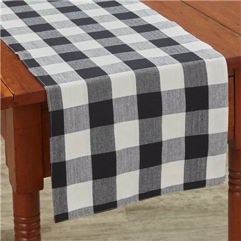 Wicklow Check Backed Table Runner 13X36 - Black/Cream