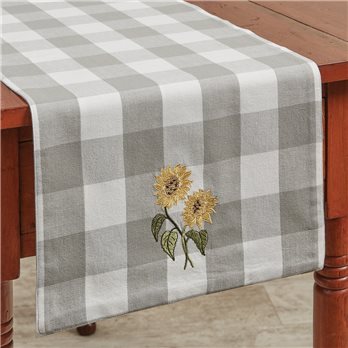 Wicklow Check Sunflower Embroidered Table Runner 13X36