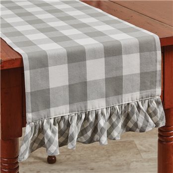 Wicklow Check Ruffled Table Runner 13X42 Dove