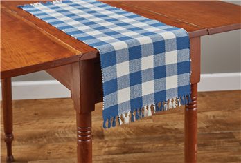 Wicklow Check Table Runner 13X36 China Blue