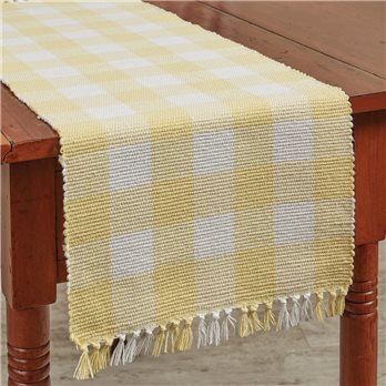 Wicklow Check Yarn Table Runner 13X36 Yellow