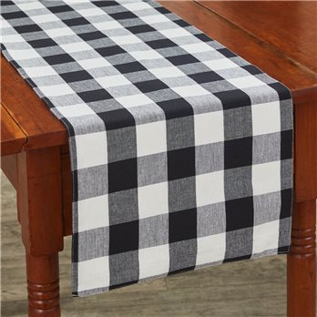 Wicklow Check Backed Table Runner 13X54 - Black/Cream