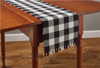 Wicklow Check Table Runner 13X54 Black/Cream