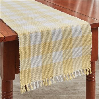 Wicklow Check Yarn Table Runner 13X54 Yellow