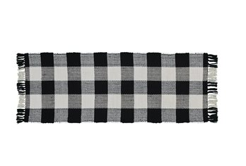 Wicklow Check Rag Rug Runner 2X6 Black/Cream