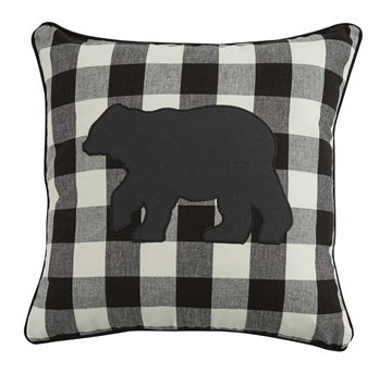 Wicklow Bear Applique Pillow 18 Black/Cream Cover