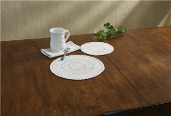 Lace Accent Mat S/2 8" & 10.5"-Cream