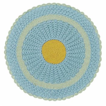 Flora Round Crochet Placemat 15" - Blue