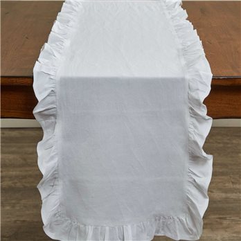 Ruffle Table Runner 16X72 White