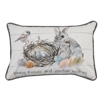 Bunny Kisses And Easter Wishes Pillow Cover 12X20