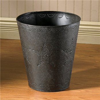 Star Punched Waste Basket Black