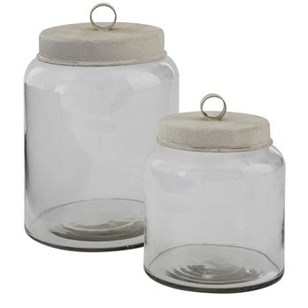 Glass Jar With Metal Lids Set Of 2