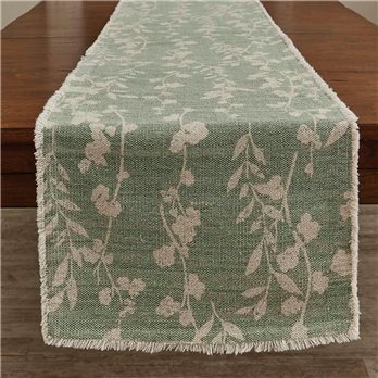 Callie Frayed Table Runner 15X72 Celadon