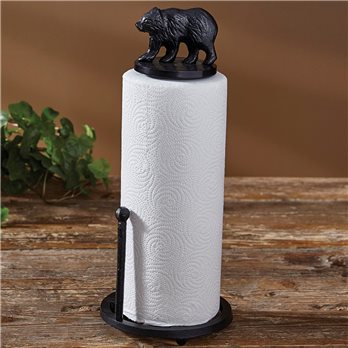 Cast Black Bear Paper Towel Holder