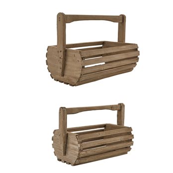 Rustic Wood Baskets Set 2