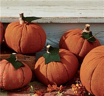 Small Burlap Pumpkin 4" S/3