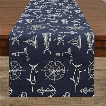 Captain'S Quarters Table Runner 15X72 - Navy