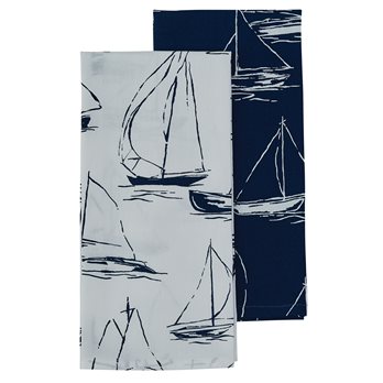 Sailboats 2 Towel Set - Navy