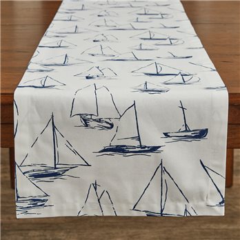 Sailboats Table Runner 13X54 - White