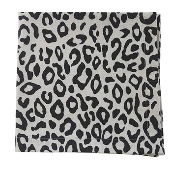 Safari Leopard Printed Napkin - Black