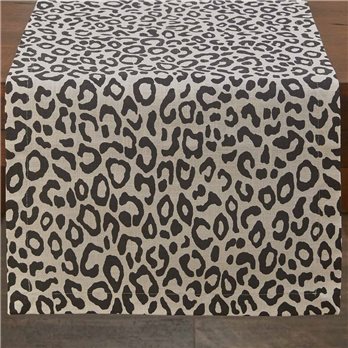 Safari Leopard Printed Table Runner 15X72 - Black