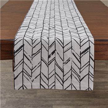 Distressed Herringbone Jacquard Table Runner 15X72