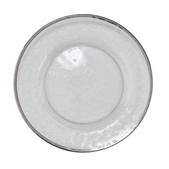 Metallic Rim Glass Dinner Slvr