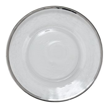 Metallic Rim Glass Salad Plate Silver Rim