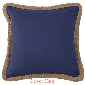 Jute Trim Pillow Cover 18" Blue