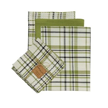 Wicklow Check 3 Dishtowel-1 Dishcloth Set - Black